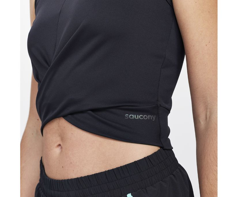 Saucony Dash Crop Top Ženske Tops Crne | JM7S8JXZ