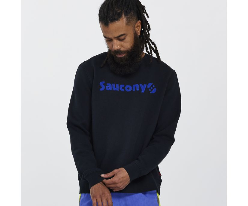 Saucony Rested Crewneck Muške Tops Crne | UNB3SYI3