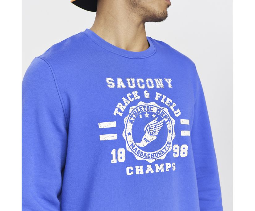 Saucony Rested Crewneck Muške Tops Plave | 1N14PP3X