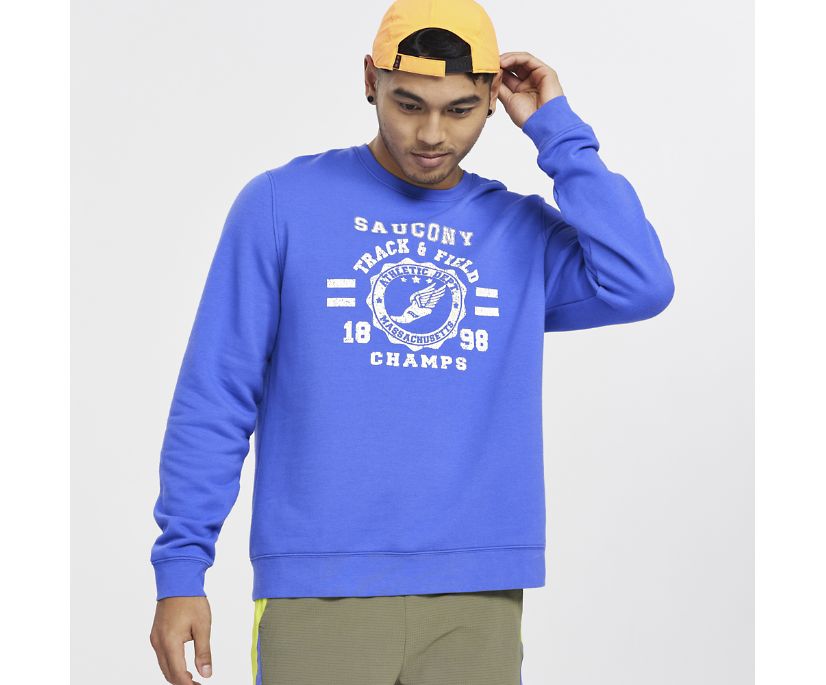 Saucony Rested Crewneck Muške Tops Plave | 1N14PP3X