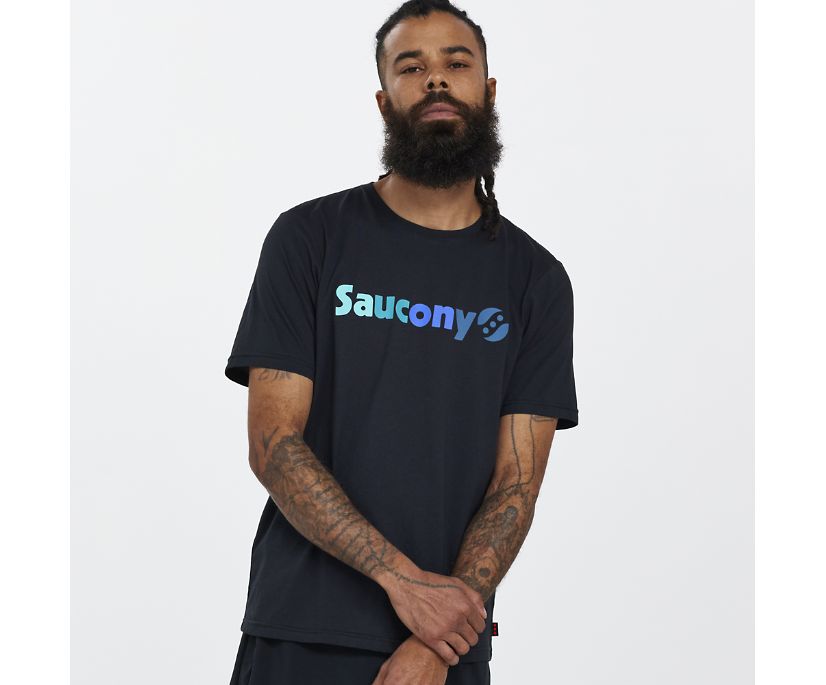 Saucony Rested T-Shirt Muške Tops Crne | UNS4K0LW