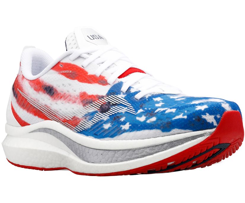 Saucony Stars & Stripes Endorphin Speed 2 Muške Running Patike Crvene Bijele Plave | S805ESQH