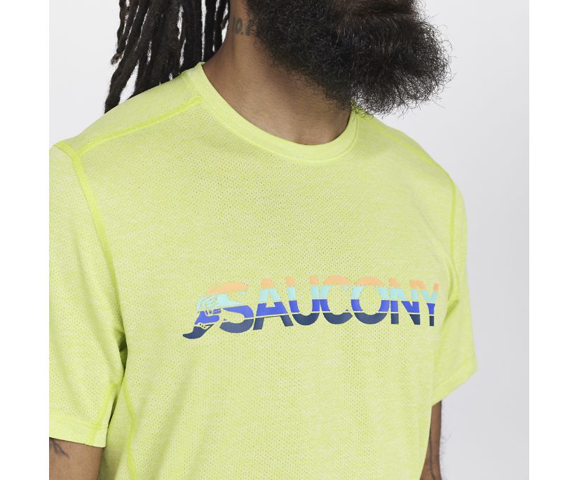 Saucony Stopwatch Graphic Short Sleeve Muške Tops Svijetlo Zelene | FTUNAWBX