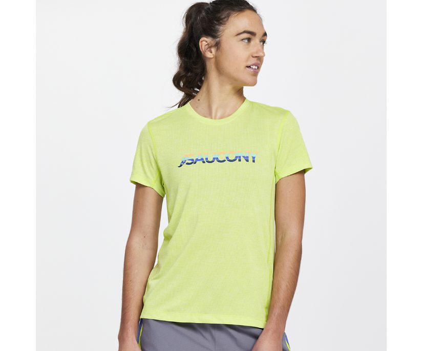 Saucony Stopwatch Graphic Short Sleeve Ženske Tops Svijetlo Zelene | K71JZ87C