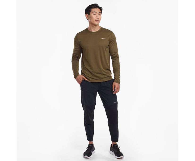 Saucony Stopwatch Long Sleeve Muške Tops Tamno Maslinasto Zelene | 2KDOA11S