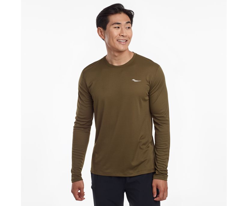 Saucony Stopwatch Long Sleeve Muške Tops Tamno Maslinasto Zelene | 2KDOA11S