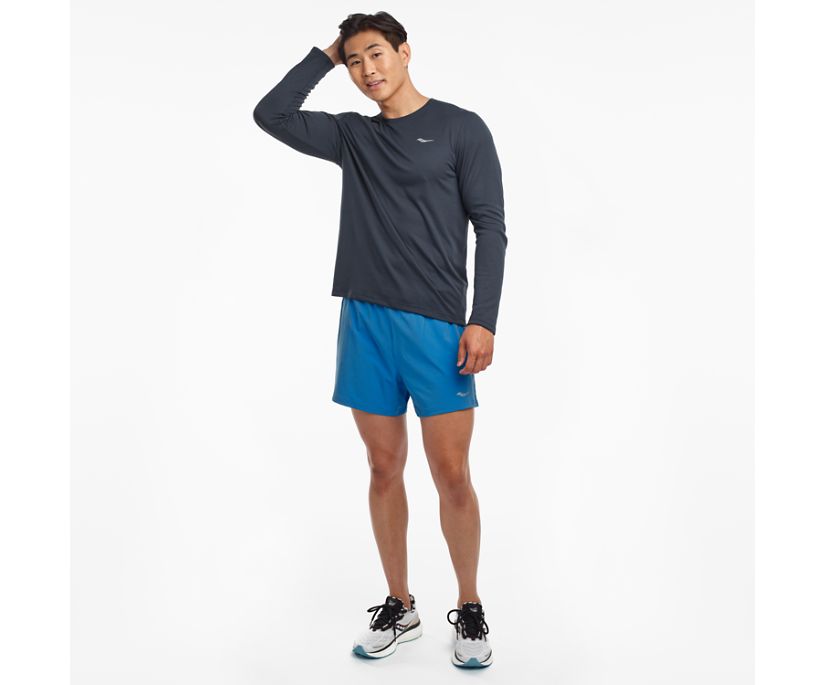 Saucony Stopwatch Long Sleeve Muške Tops Sive Plave | 2Q64UAFR