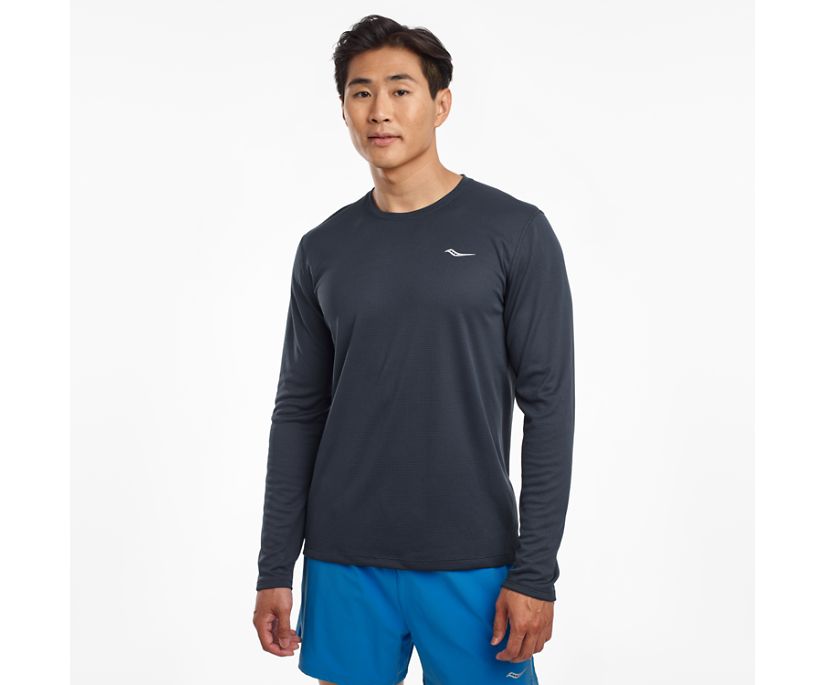 Saucony Stopwatch Long Sleeve Muške Tops Sive Plave | 2Q64UAFR