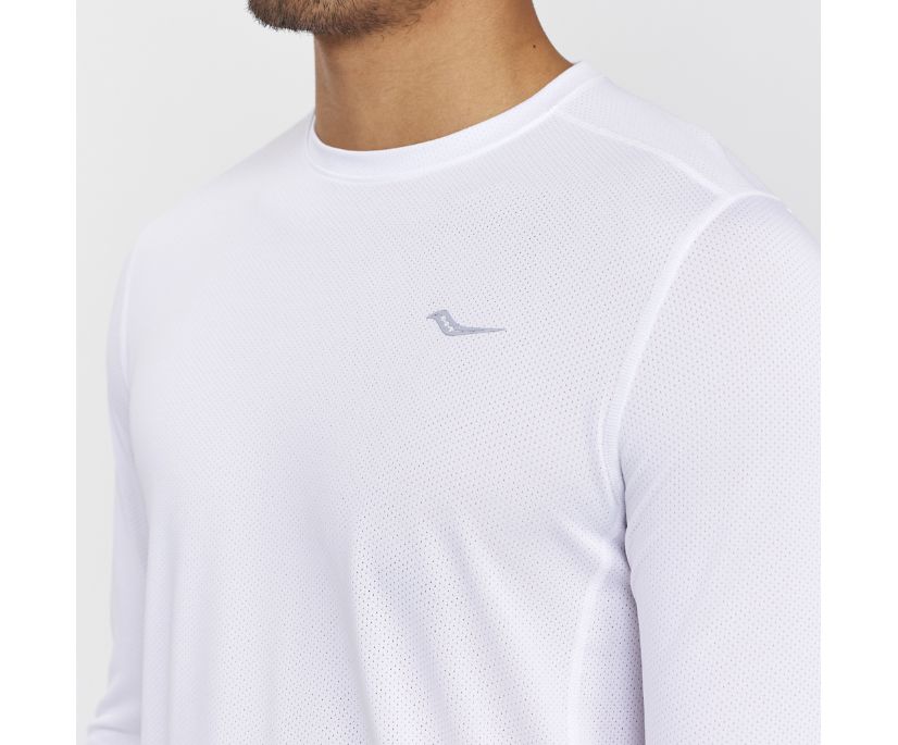 Saucony Stopwatch Long Sleeve Muške Tops Bijele | JAMZ9WK7