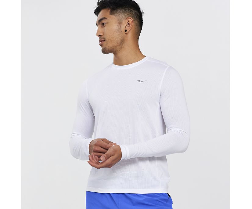 Saucony Stopwatch Long Sleeve Muške Tops Bijele | JAMZ9WK7