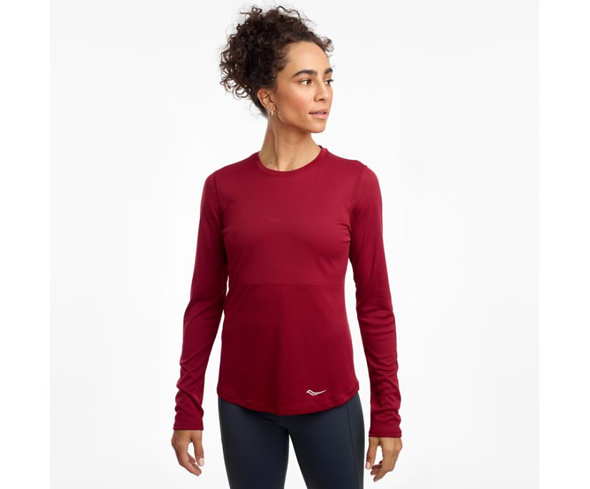 Saucony Stopwatch Long Sleeve Ženske Tops Crvene | N7PXAP3X