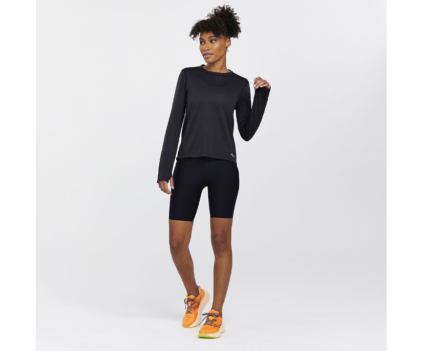 Saucony Stopwatch Long Sleeve Ženske Tops Crne | Z2PBJSCH