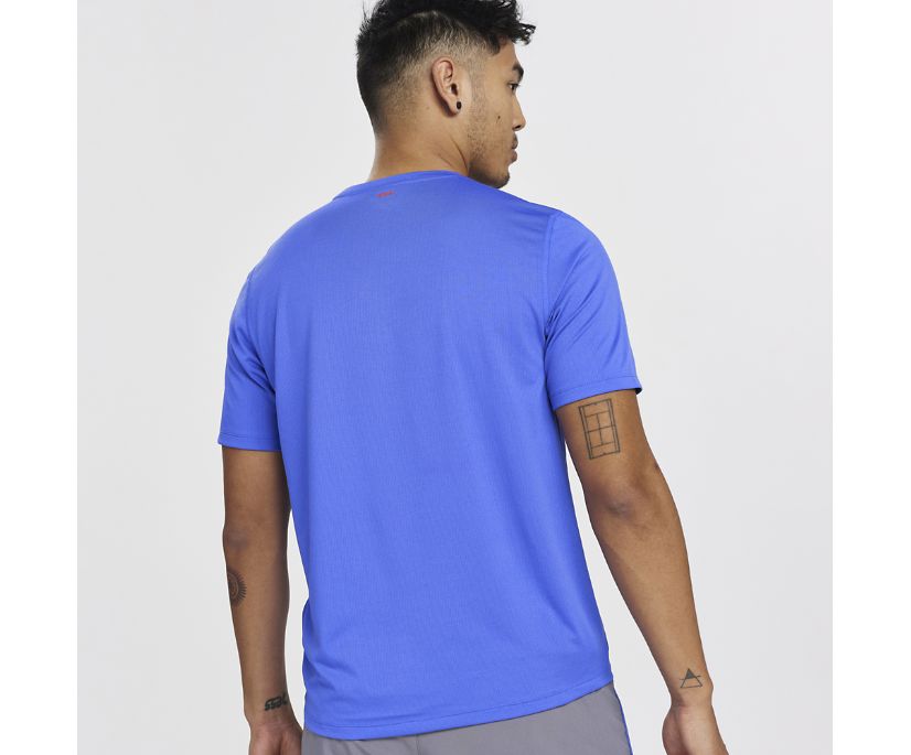 Saucony Stopwatch Short Sleeve Muške Tops Plave | 8AY1JKUU