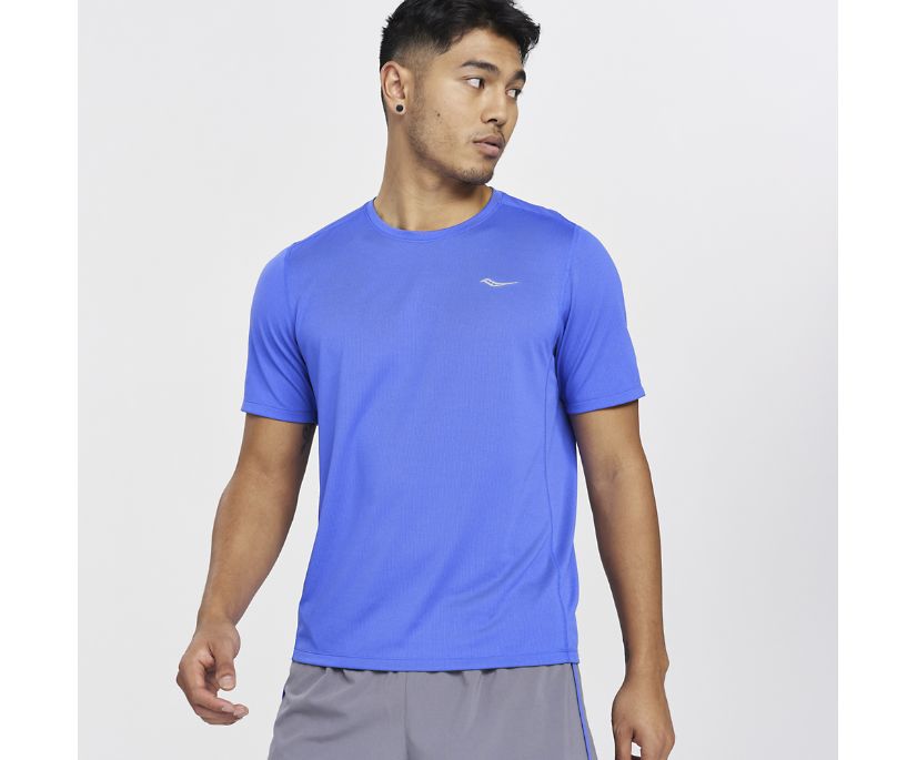 Saucony Stopwatch Short Sleeve Muške Tops Plave | 8AY1JKUU