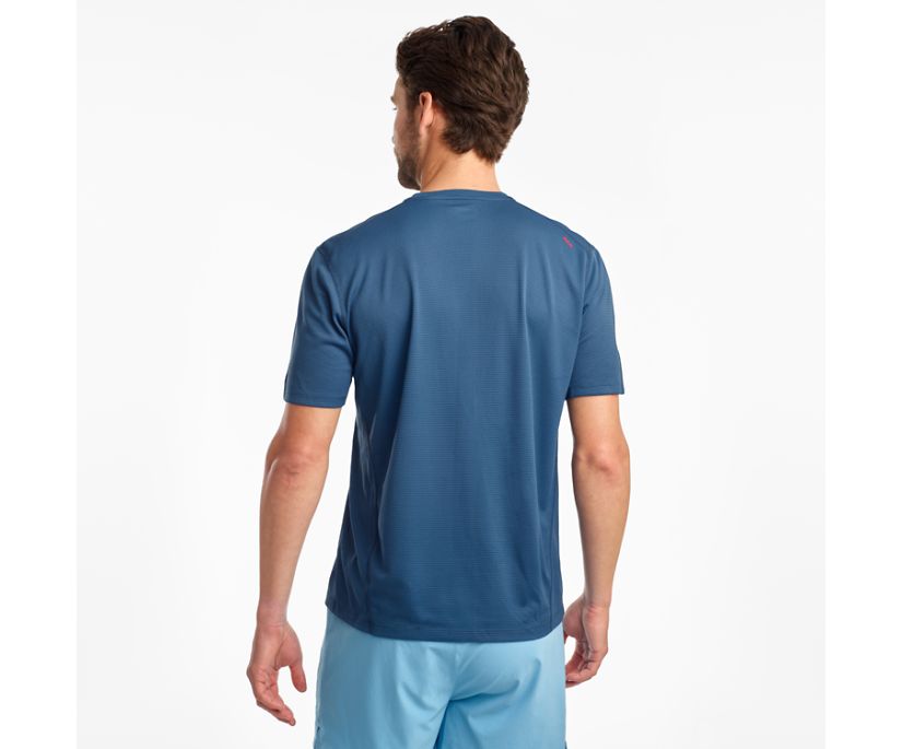 Saucony Stopwatch Short Sleeve Muške Tops Plave | GA1ZOZQ2