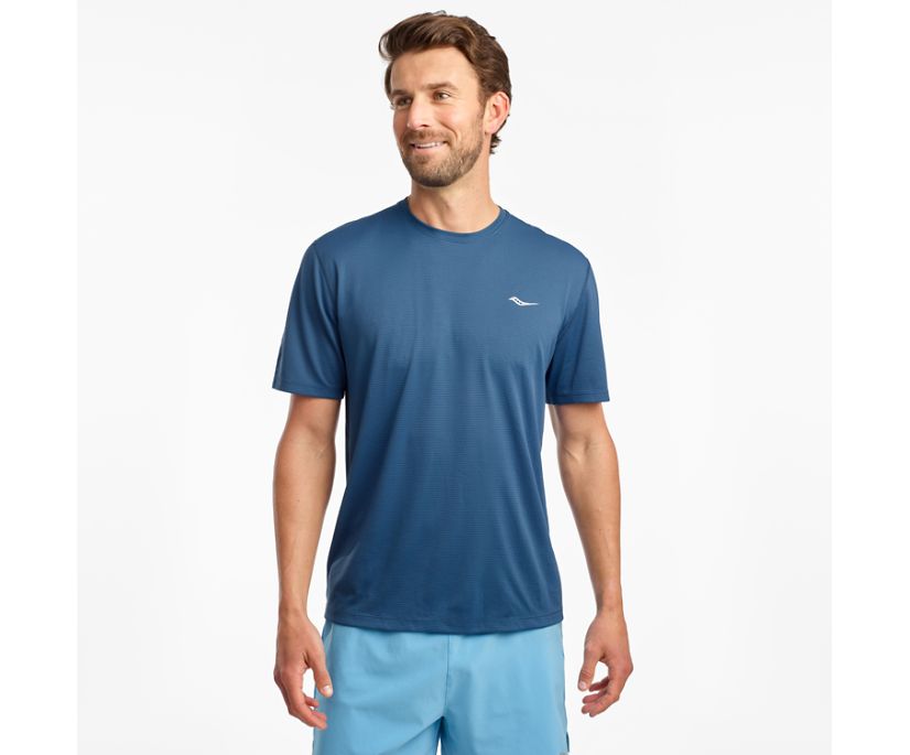 Saucony Stopwatch Short Sleeve Muške Tops Plave | GA1ZOZQ2