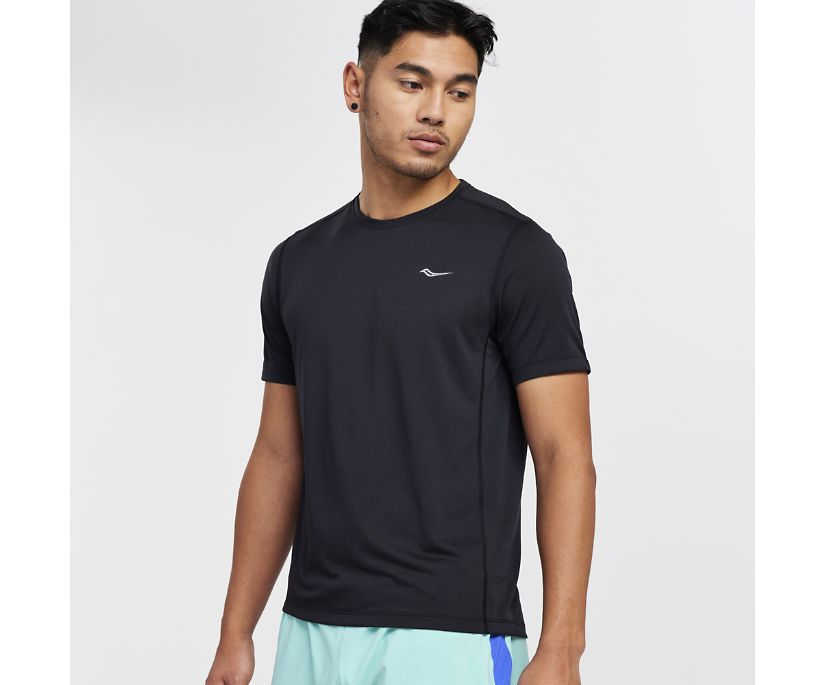 Saucony Stopwatch Short Sleeve Muške Tops Crne | T20FB8MI