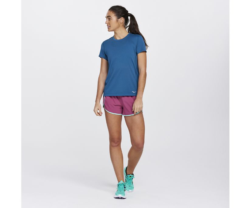 Saucony Stopwatch Short Sleeve Ženske Tops Tamnoplave | O3F0QR59