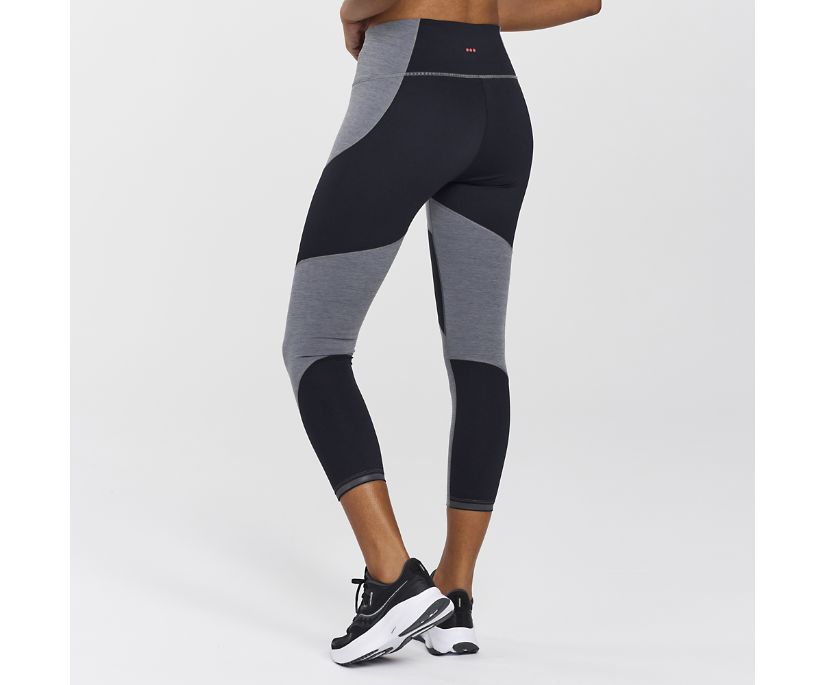 Saucony Time Trial Crop Tight Ženske Hlače Tamno Sive | V4CQNZE7