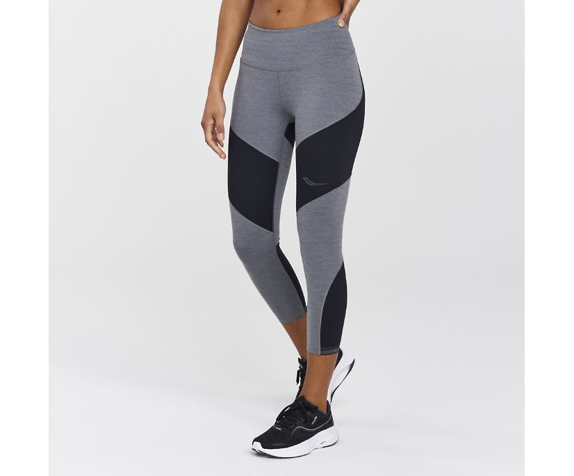 Saucony Time Trial Crop Tight Ženske Hlače Tamno Sive | V4CQNZE7