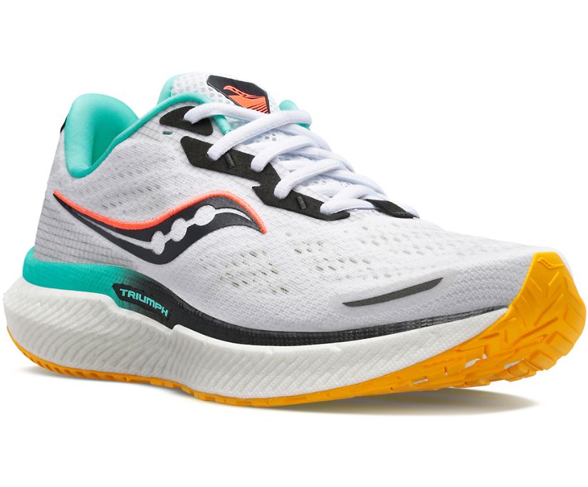 Saucony Triumph 19 Ženske Walking Patike Bijele Narančaste | H1G0B2IQ