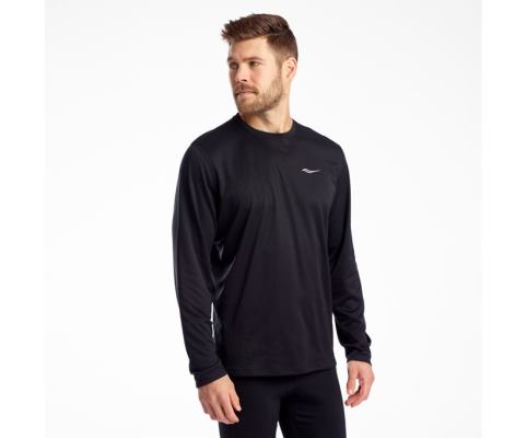 Saucony Stopwatch Long Sleeve Muške Tops Crne | 71ILUDEP