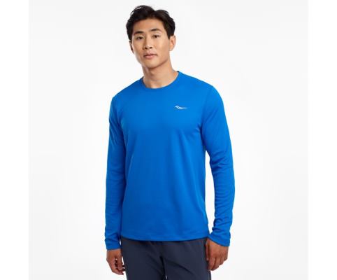 Saucony Stopwatch Long Sleeve Muške Tops Plave | KG5IU9C0