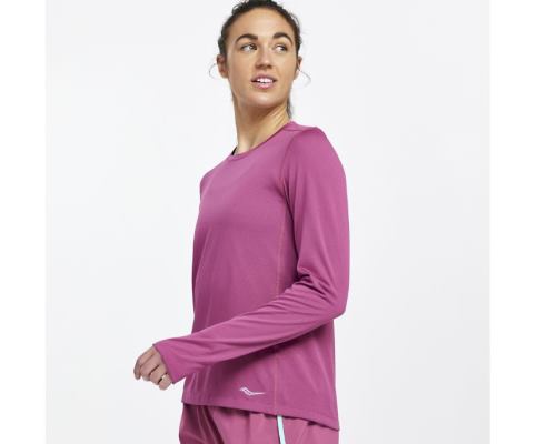 Saucony Stopwatch Long Sleeve Ženske Tops Roze | 1XRCW5W2