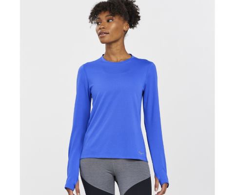 Saucony Stopwatch Long Sleeve Ženske Tops Plave | 3W4LIJP9