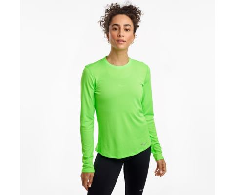 Saucony Stopwatch Long Sleeve Ženske Tops Svijetlo Zelene | NURCWK1S