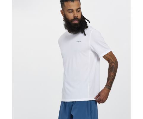 Saucony Stopwatch Short Sleeve Muške Tops Bijele | EEFAX17J