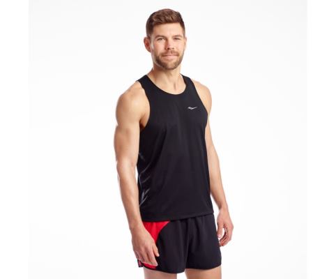 Saucony Stopwatch Singlet Muške Tops Crne | HK0QBE8A