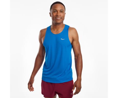 Saucony Stopwatch Singlet Muške Tops Plave | ZEETXD41