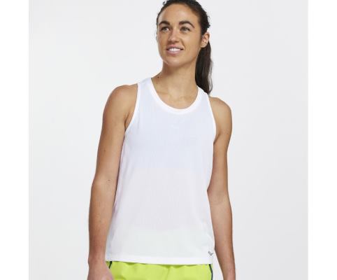 Saucony Stopwatch Singlet Ženske Tops Bijele | BB38VGMG