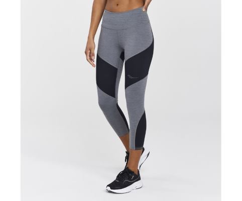 Saucony Time Trial Crop Tight Ženske Hlače Tamno Sive | V4CQNZE7